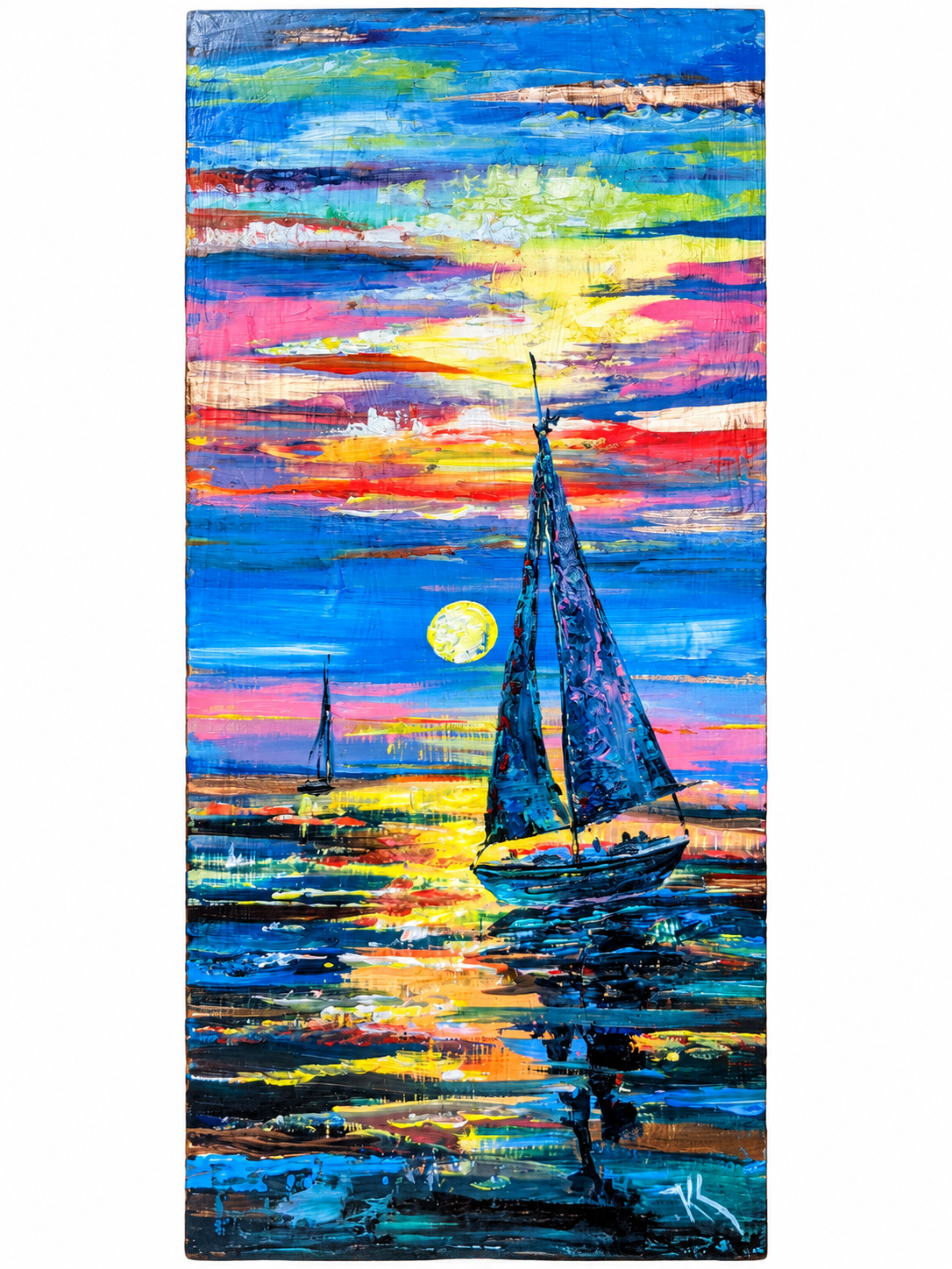 Moonlit Passage, acrylic on driftwood by Katerina Kovatcheva