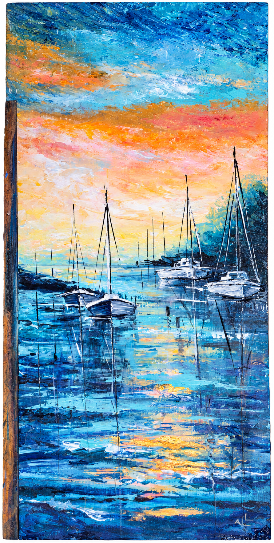 Masts in Morning Light, acrylic by Katerina Kovatcheva