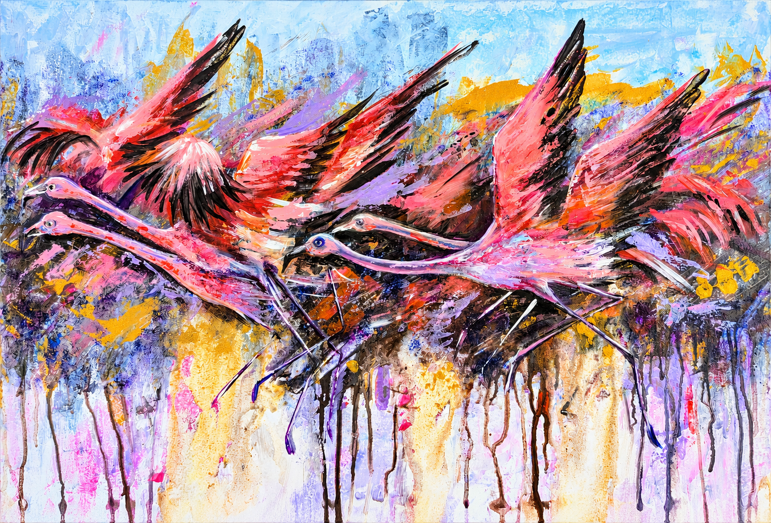 Coral Wings in Motion, acrylic by Katerina Kovatcheva