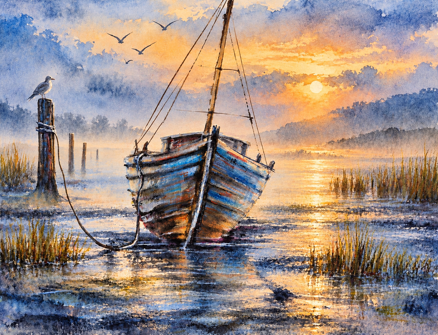 Where the Day Comes Home, watercolor by Katerina Kovatcheva