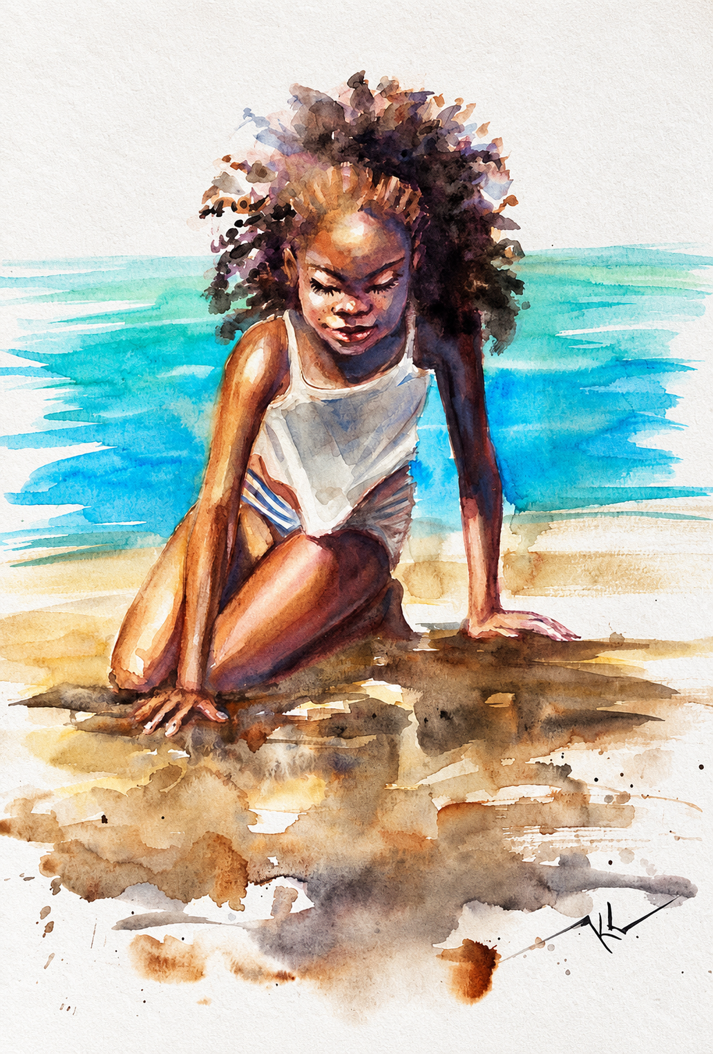 Small Wonders at the Shore, watercolor by Katerina Kovatcheva