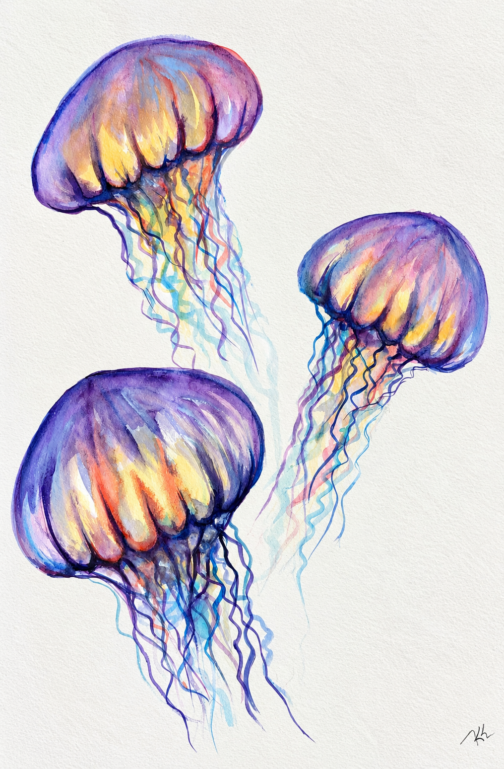 Lanterns of the Deep, watercolor by Katerina Kovatcheva