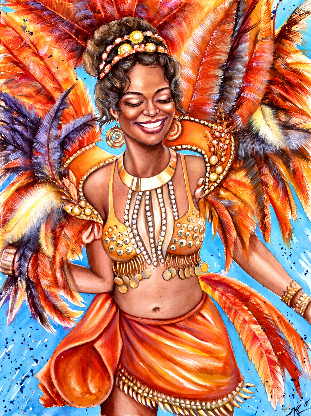 Rhythm in Amber, watercolor by Katerina Kovatcheva