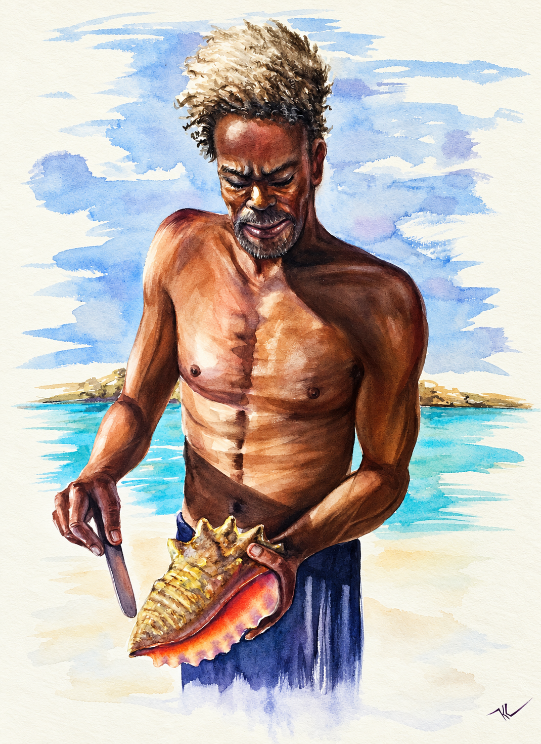 Gifts from the Shallows, watercolor by Katerina Kovatcheva