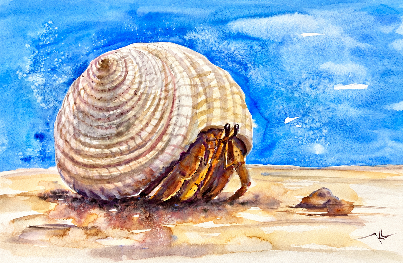 A House Carried Home, watercolor by Katerina Kovatcheva